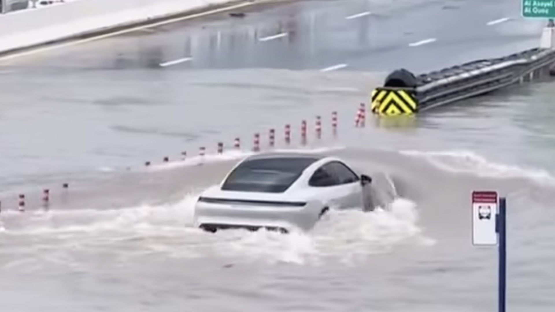 Porsche Taycan Braves Floodwaters in Dubai