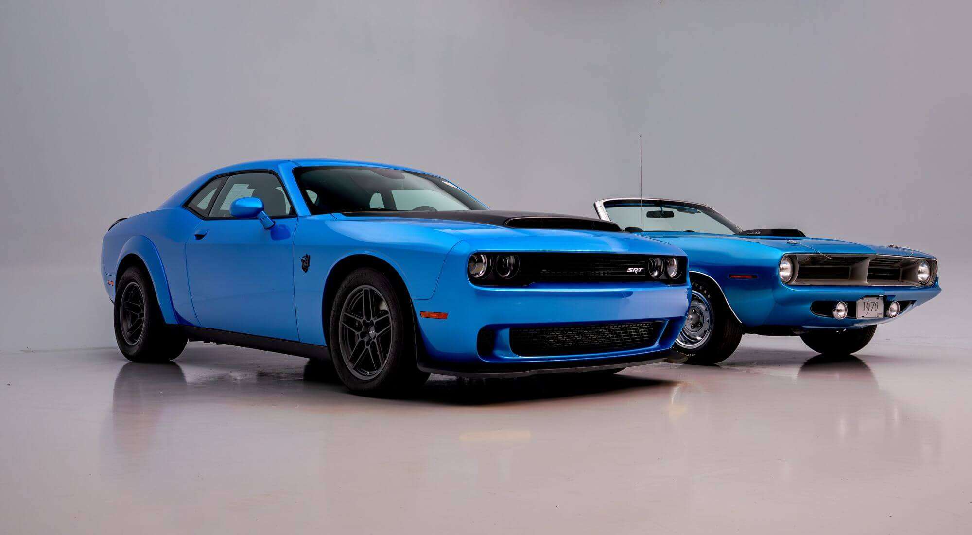 Dream Giveaway Pairs Rare 1970 Cuda With Modern Demon 170 in Matching Blue - featured image