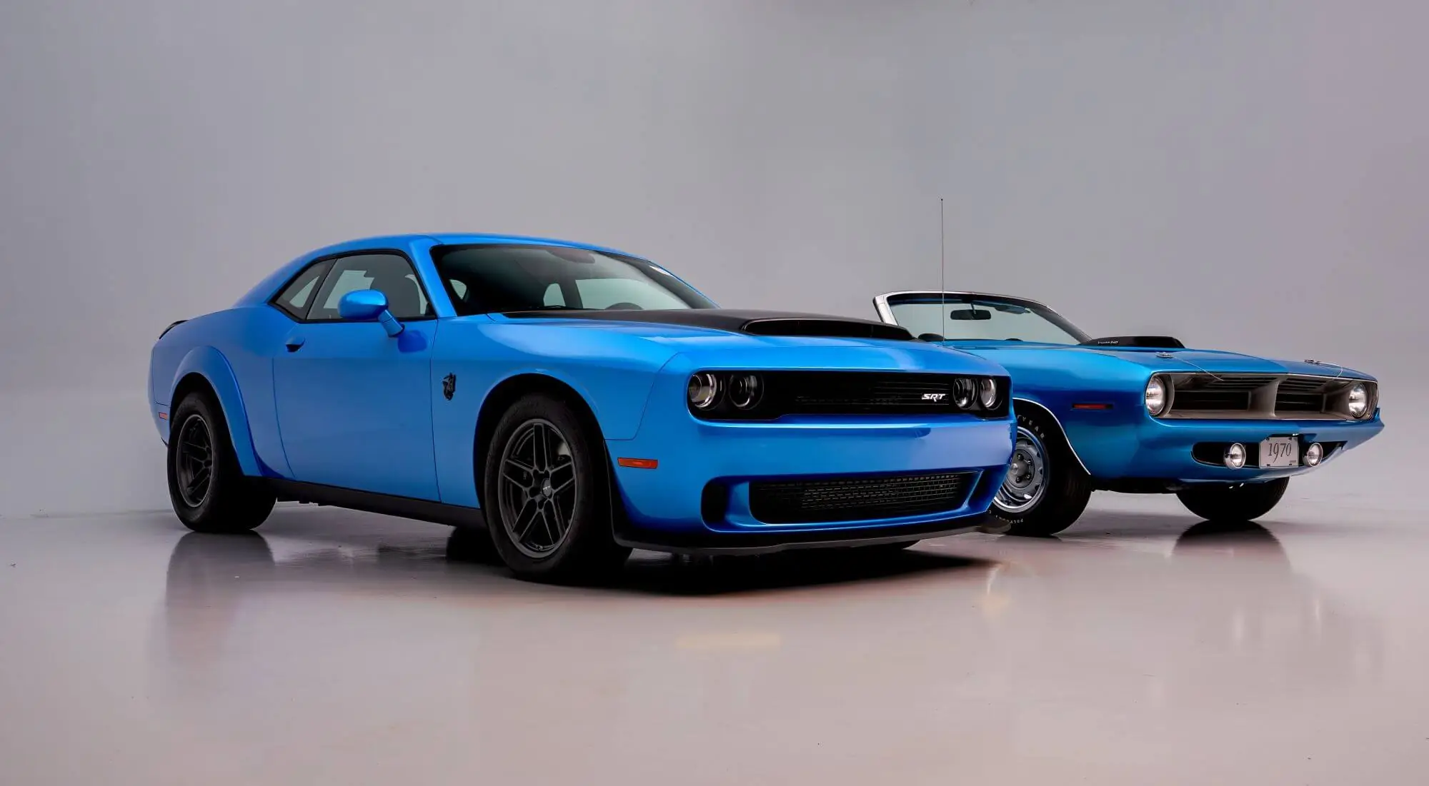 Dream Giveaway Pairs Rare 1970 Cuda With Modern Demon 170 in Matching Blue - featured image