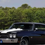 1970 Chevrolet Chevelle LS6 in Tuxedo Black, front three-quarter view