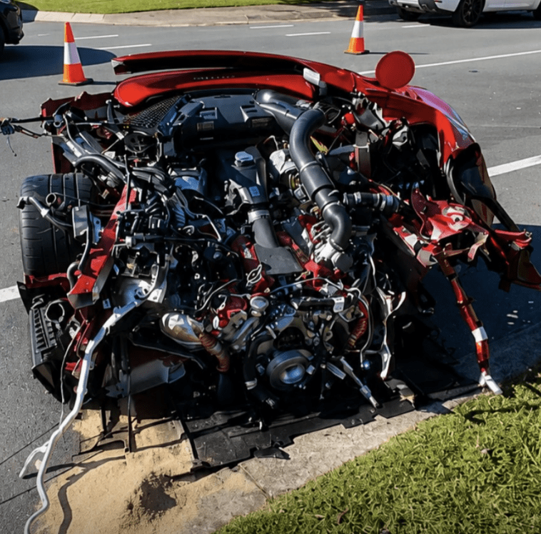 Ferrari SF90 Splits in Half in Gold Coast Crash, Driver Walks Away - featured image