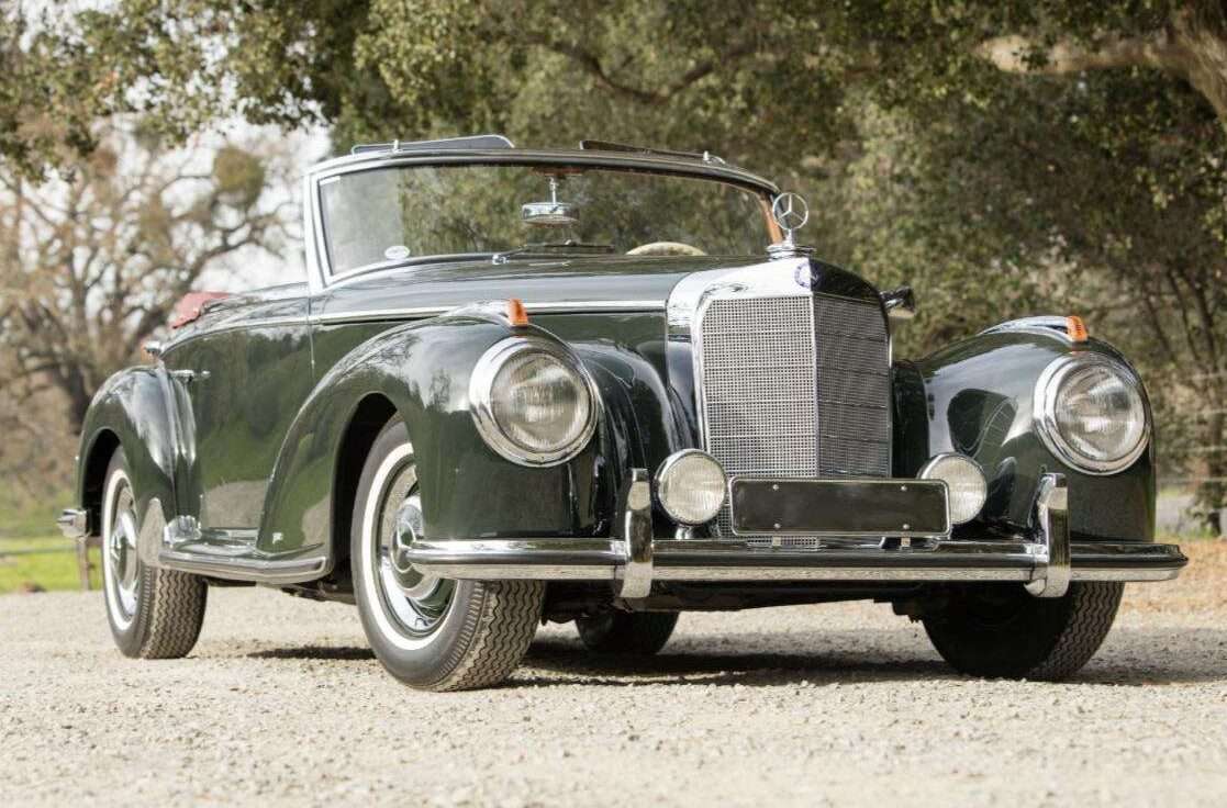 1953 Mercedes-Benz 300 S Roadster in dark green, front three-quarter view