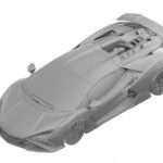 Lamborghini Revuelto SV design patent rendering filed with the EUIPO, showing the fixed rear wing and revised aero.