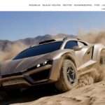 Rezvani Dune, a Lamborghini Huracán-based off-road supercar, kicking up dust in the desert
