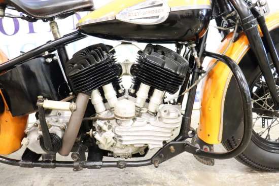 74 cubic inch flathead V-twin engine in the 1941 Harley-Davidson UL