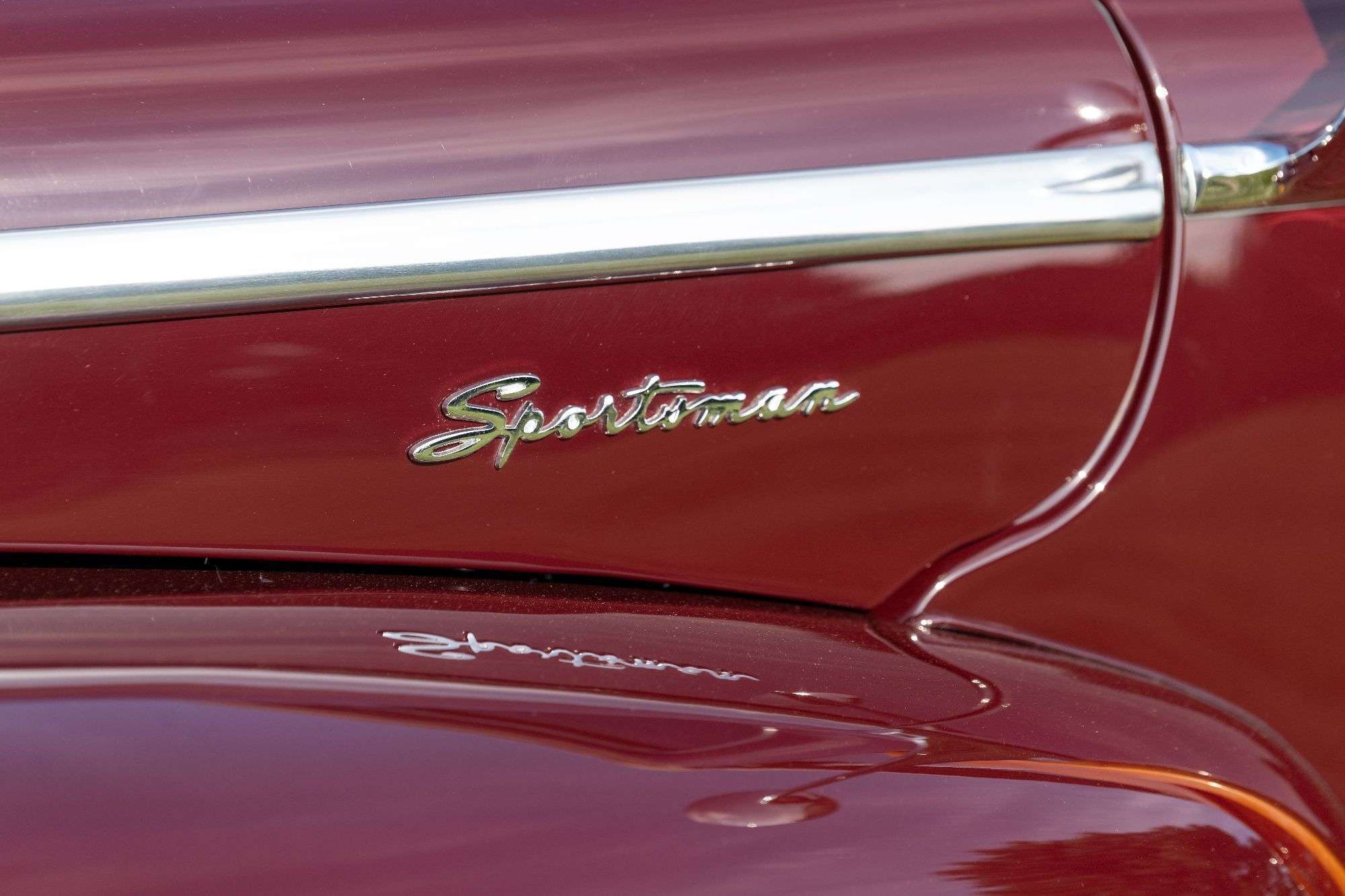 Sportsman script badge on the 1947 Ford