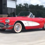 1958 Chevrolet Corvette formerly owned by George Strait, front three-quarter view, for sale at GAA Classic Cars