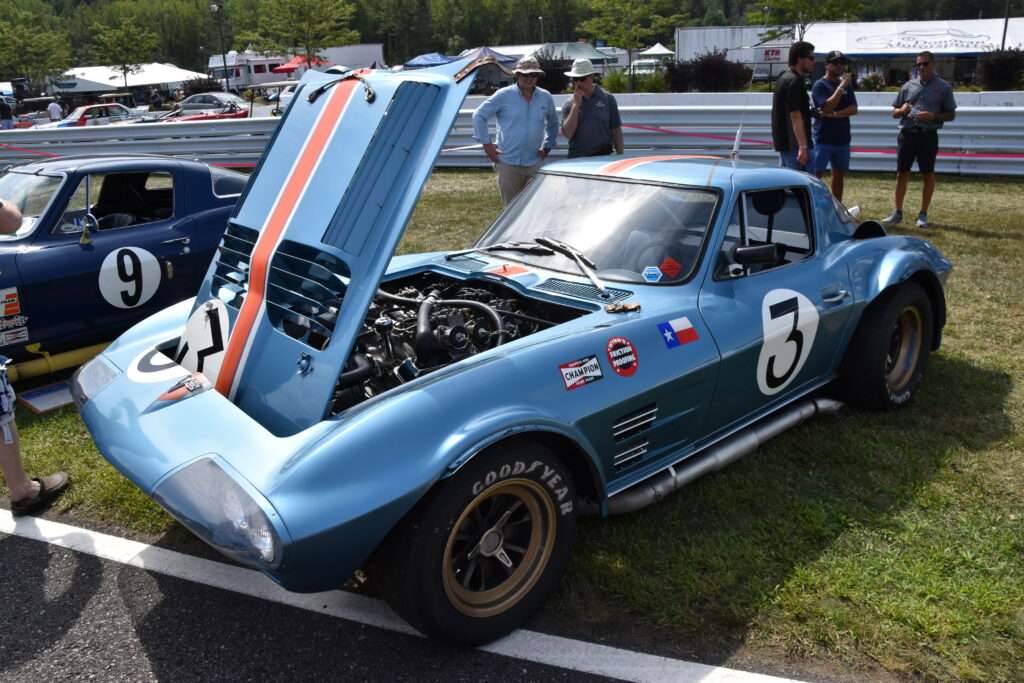 1963 Chevrolet Corvette Grand Sport chassis 004 in the paddock at Lime Rock Park