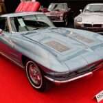 1963 Chevrolet Corvette split-window coupe on the red carpet at an RM Sotheby's auction preview