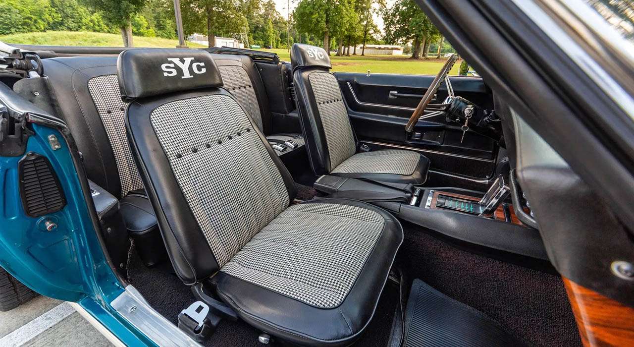 Houndstooth front buckets and rear bench in the 1969 Camaro convertible