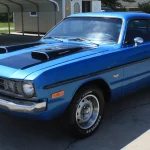 1972 Dodge Dart Demon 340 tribute in blue, front three-quarter view