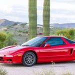 1999 Acura NSX Zanardi Edition #22 in New Formula Red, side profile in the Arizona desert