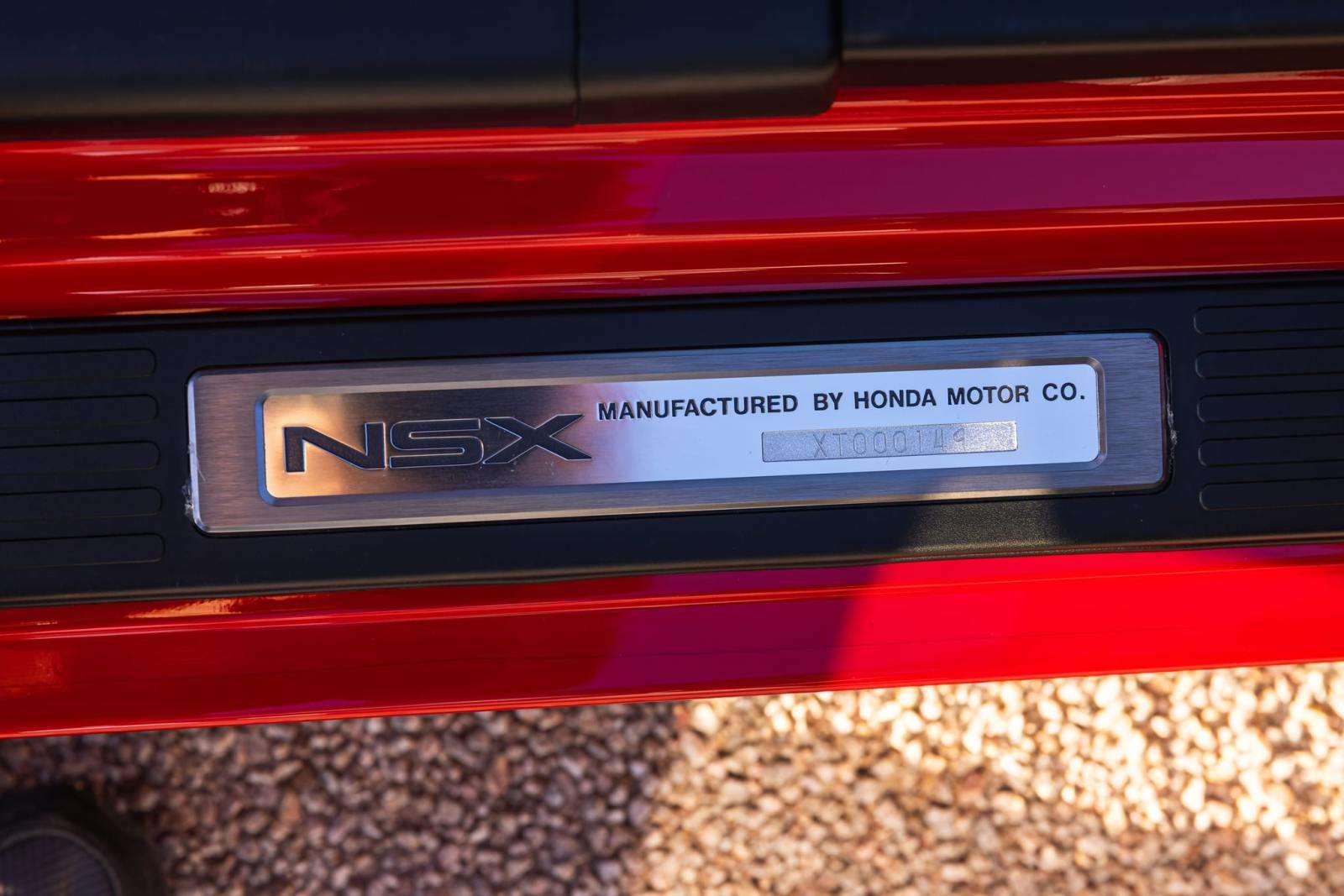 Serial-numbered stainless steel NSX door sill plate