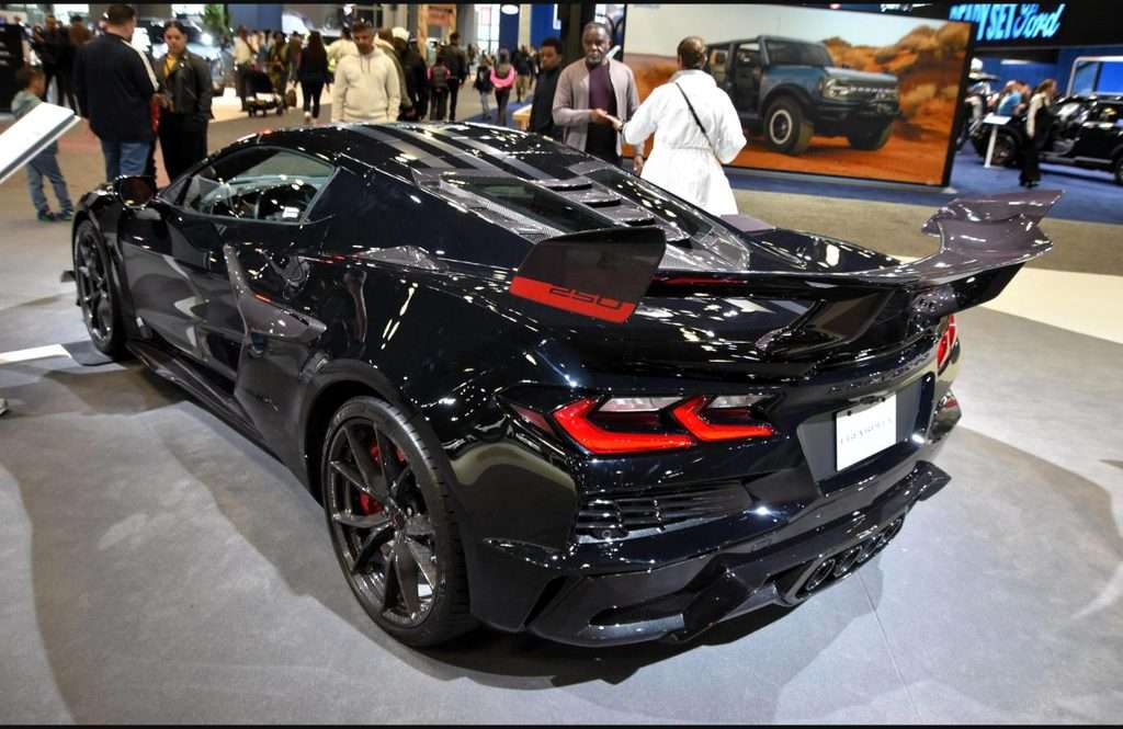 2026 Chevrolet Corvette ZR1X coupe rear three-quarter view