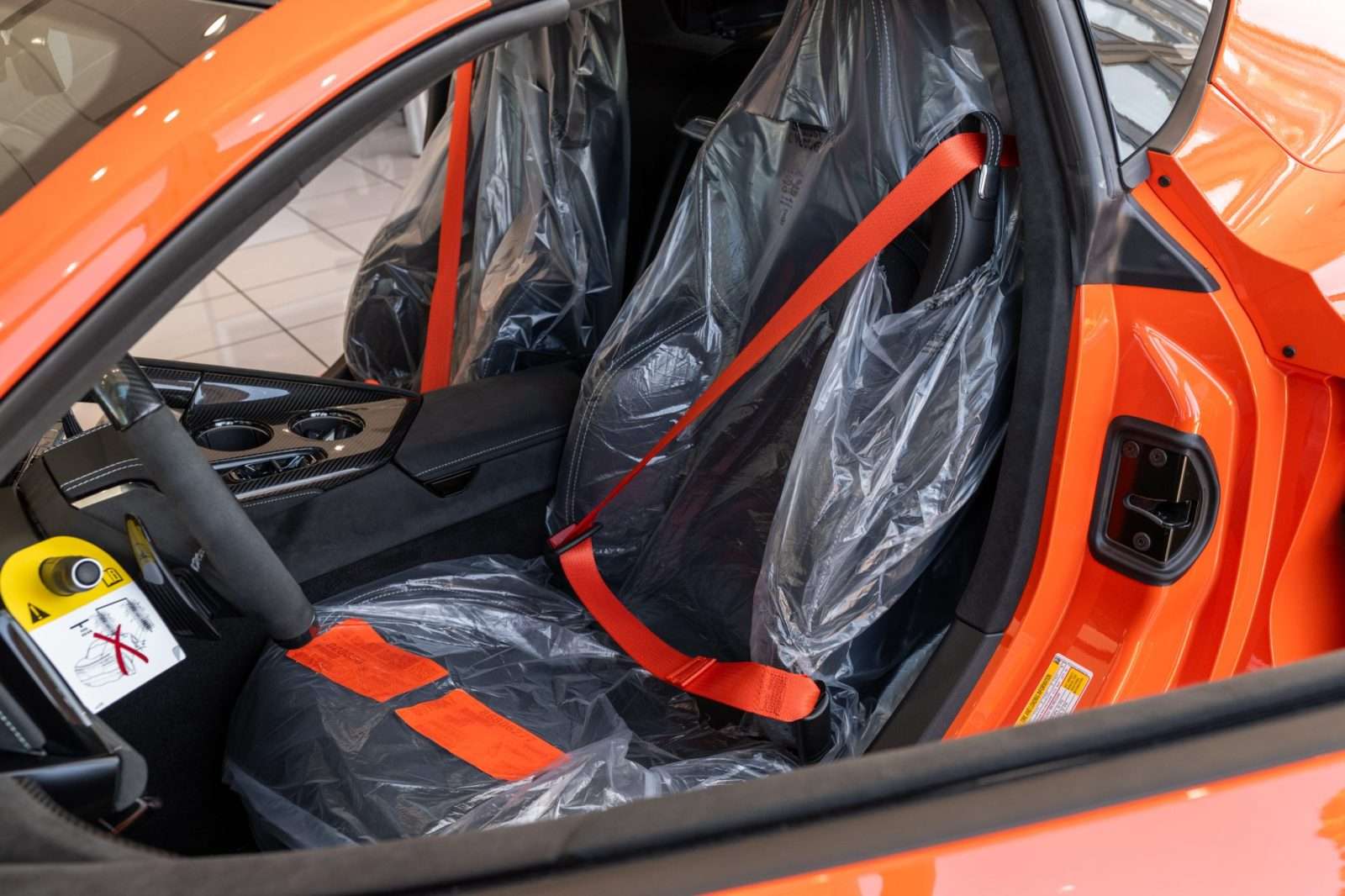 GT2 bucket seats in the 2027 Corvette ZR1X still wrapped in factory plastic