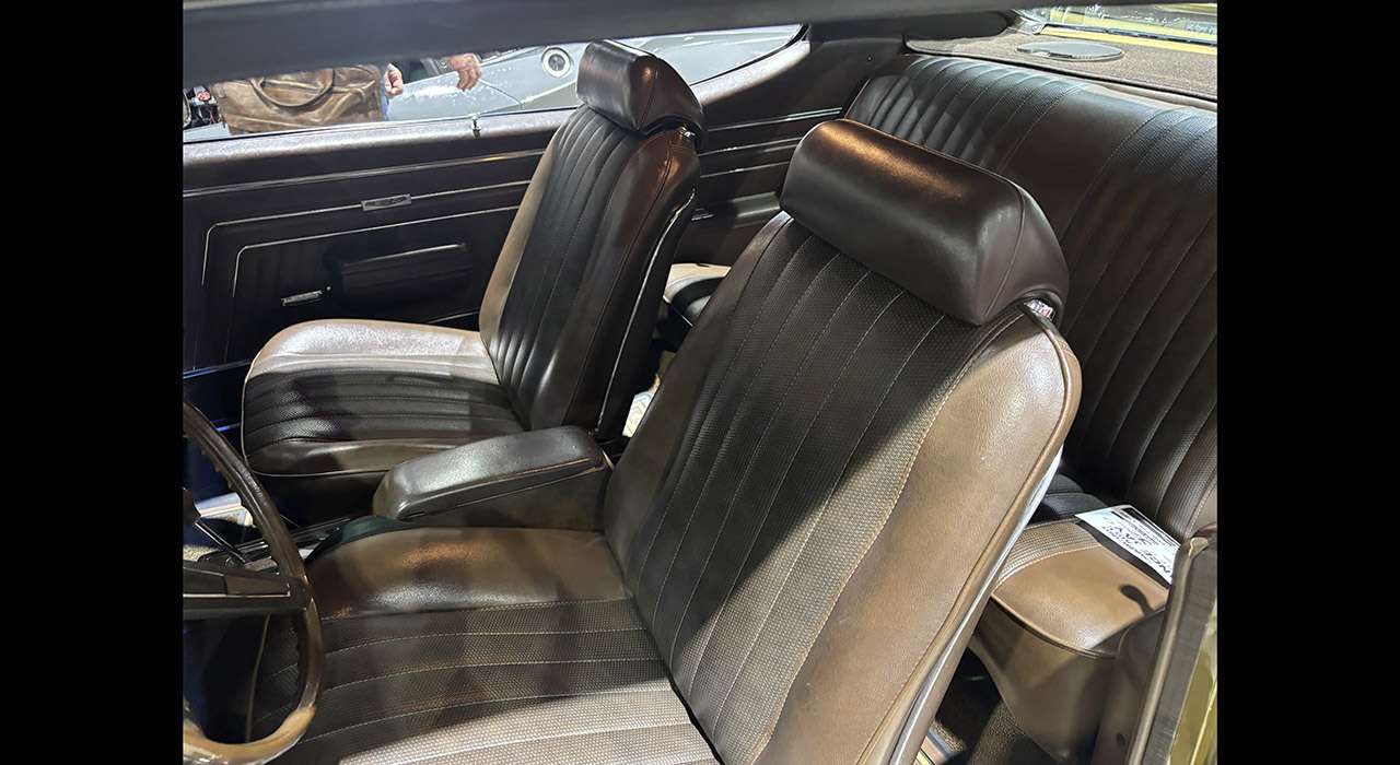 Rare Dark Brown bucket seat interior of the 1970 Pontiac GTO