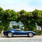 1969 Lamborghini Miura P400 S in blue, front three-quarter view