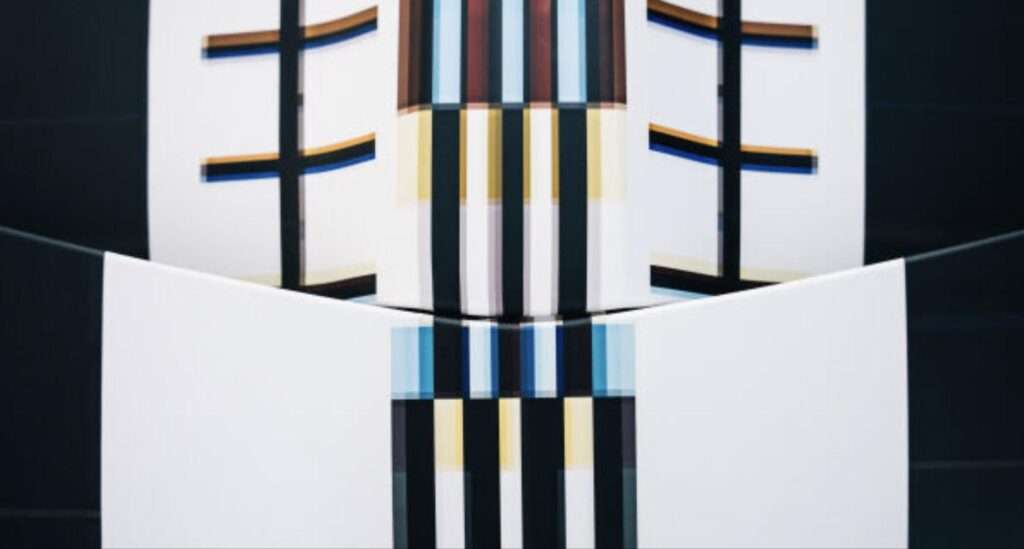 Detail of the mirrored graphic pattern on Trevor Jackson's one-off Alpine A390 design surface