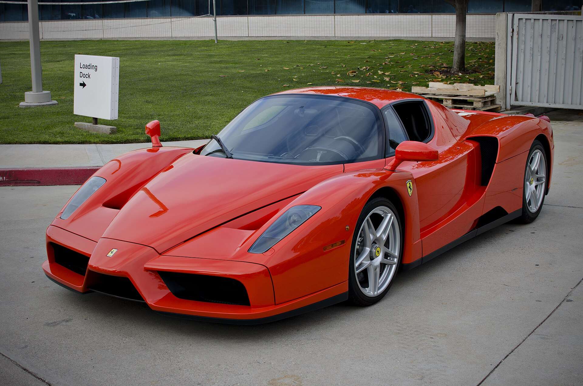 Ferrari Enzo parked outdoors, front three-quarter view