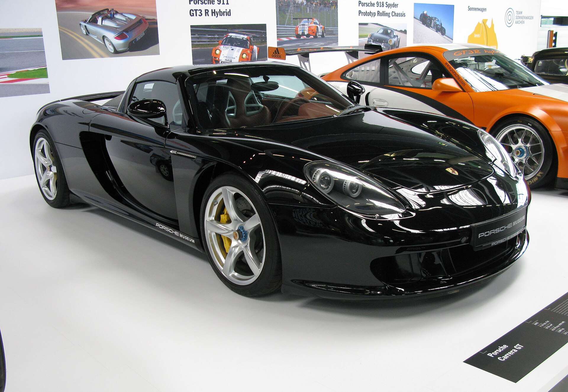 Black Porsche Carrera GT on display