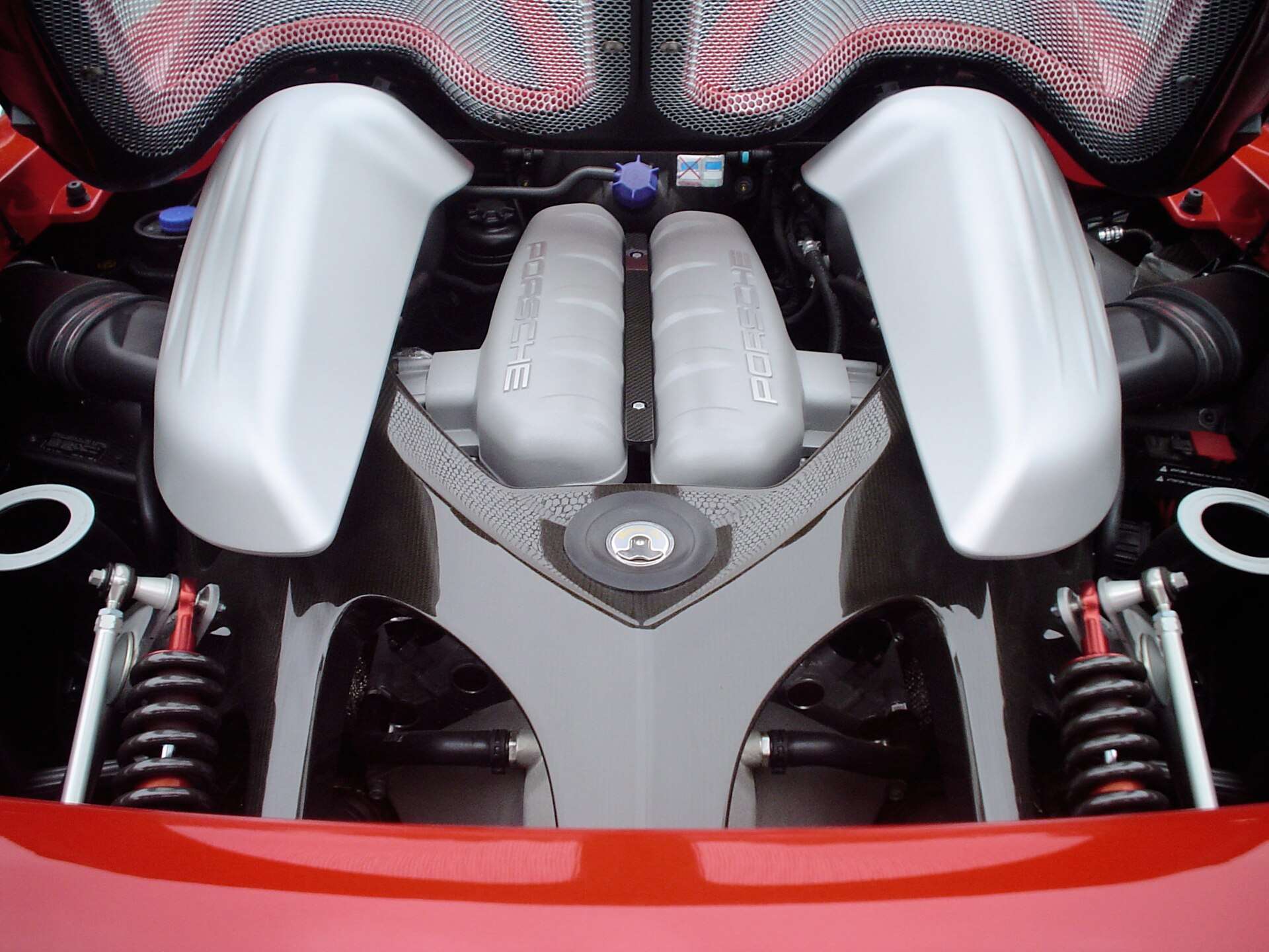 Porsche Carrera GT 5.7-liter V10 engine under its rear covers