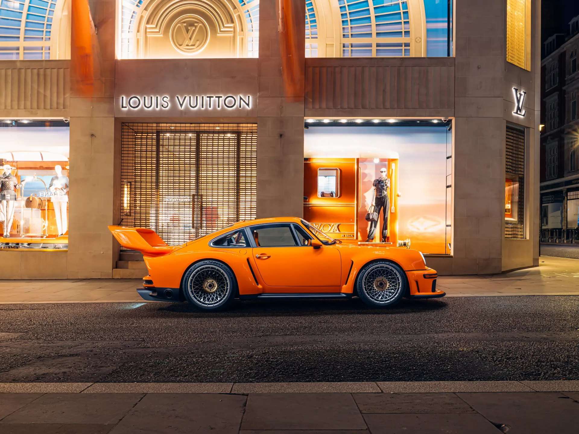 Rear view of the Solid Tangerine Singer DLS Turbo Firefly Commission
