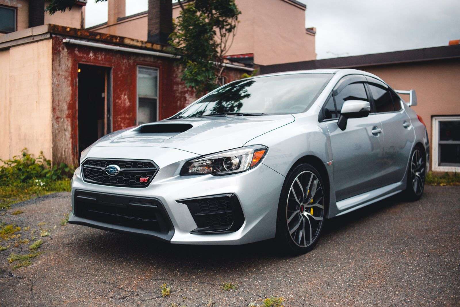 Subaru WRX STI parked outside a building