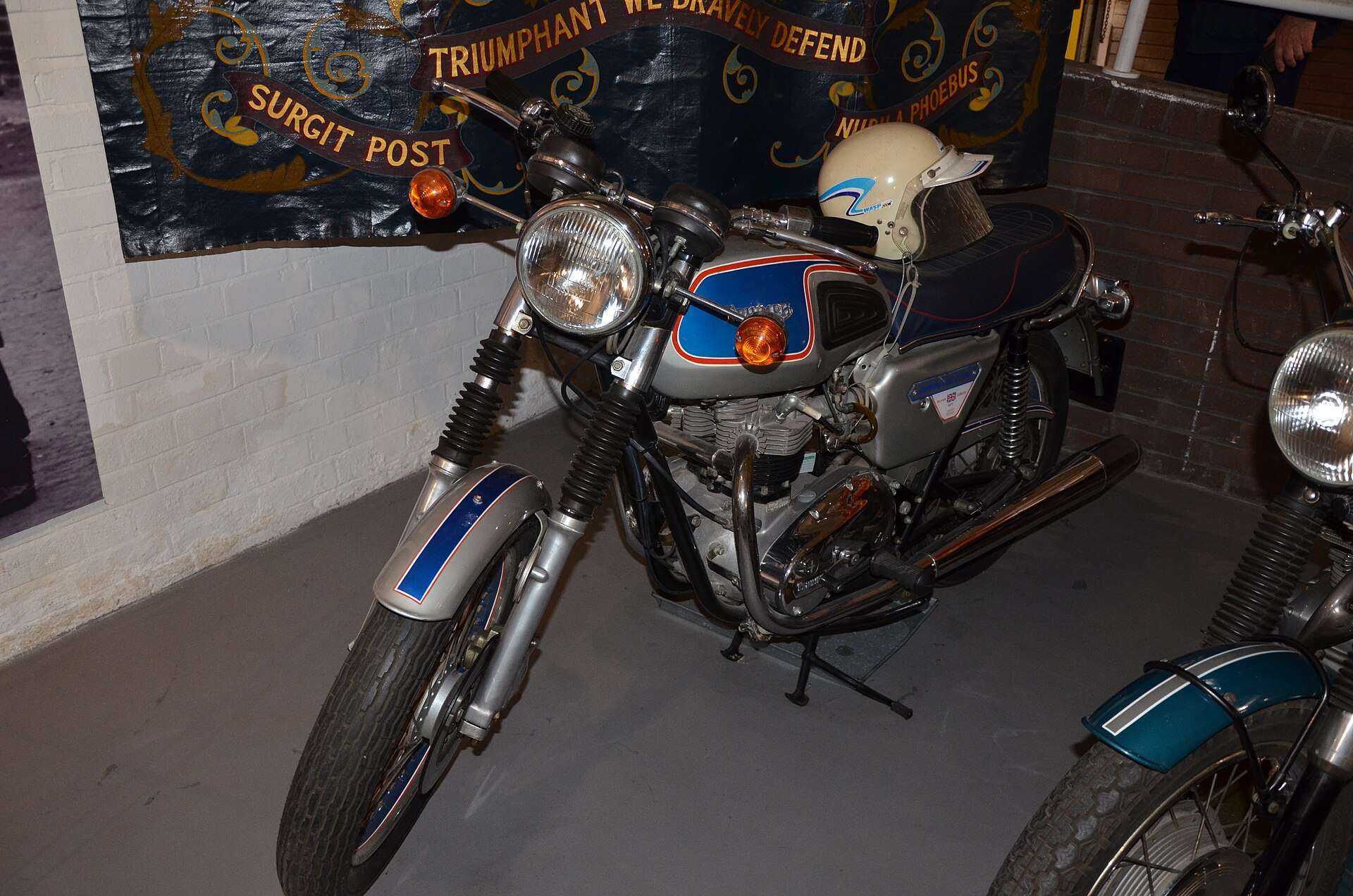 Triumph T140 Bonneville motorcycle on display at Coventry Motor Museum