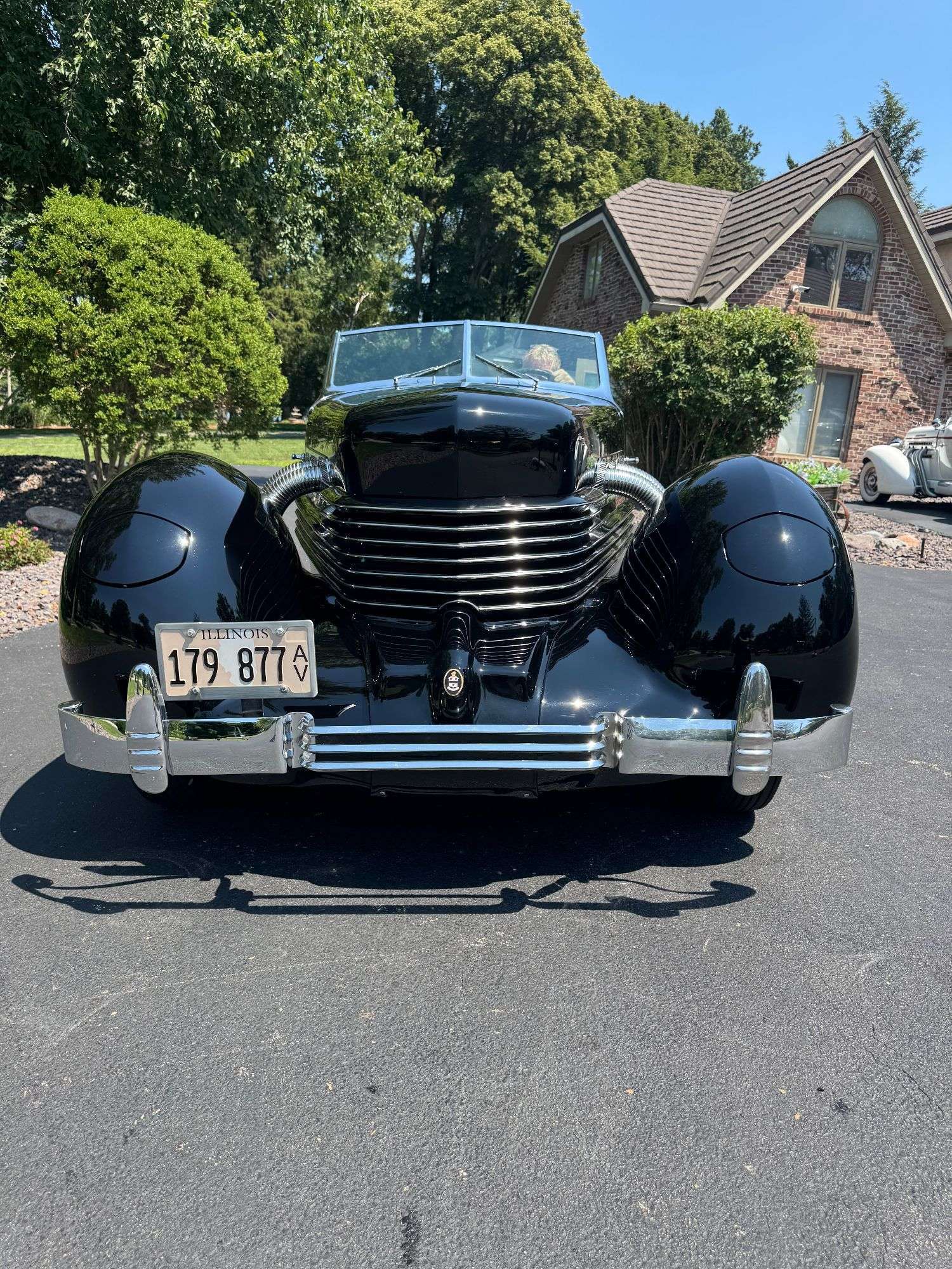 Coffin-nose front end with wraparound louvers on the 1937 Cord 812 Supercharged Phaeton