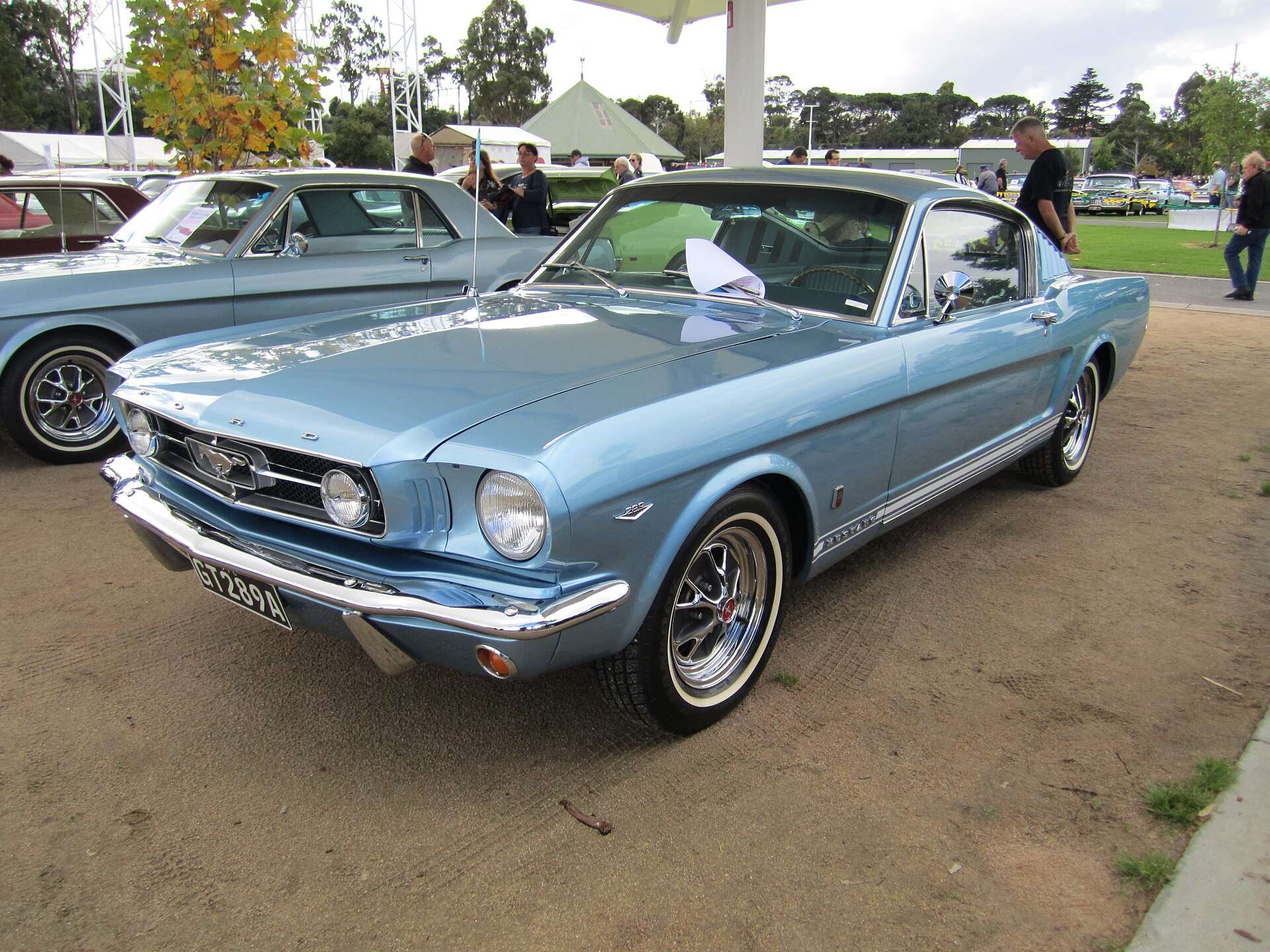 1965 Ford Mustang GT fastback with fog lamps and rocker stripes