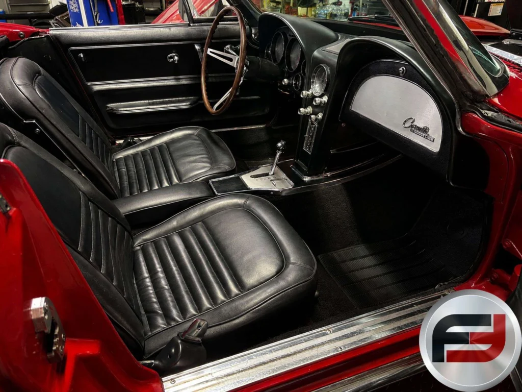 Black interior, dash and Powerglide shifter of the 1966 Chevrolet Corvette convertible