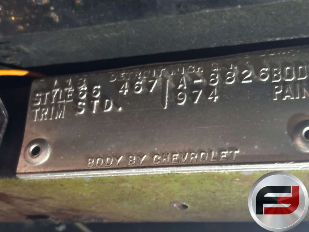 Trim tag of the 1966 Chevrolet Corvette convertible