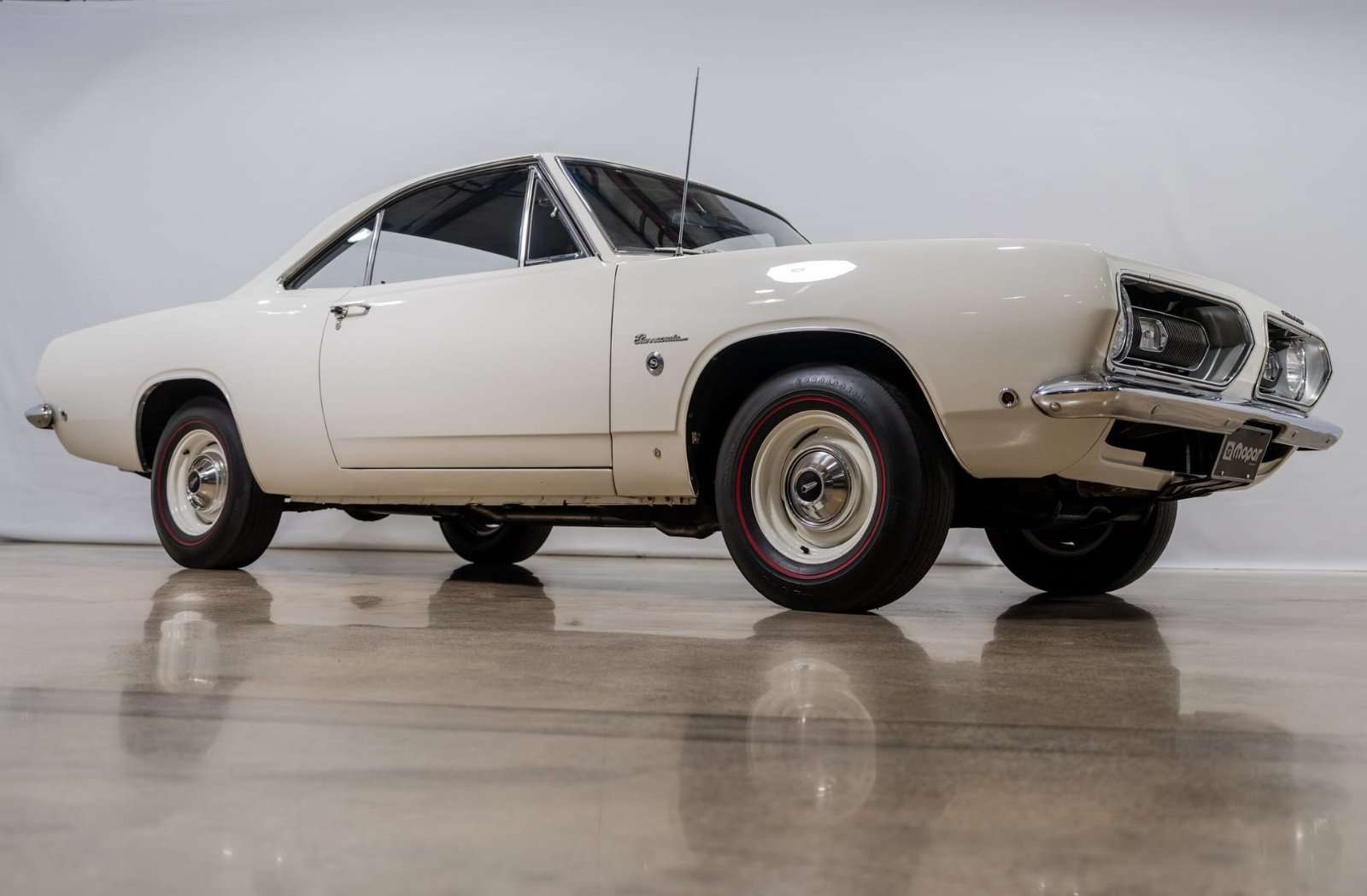 1968 Plymouth Barracuda Formula S notchback coupe in Sable White with the 383 V8 and four-speed manual, offered at no reserve on Bring a Trailer