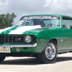 1969 Chevrolet Camaro Z/28 For Sale From GAA Classic Cars: Rally Green, 60K Actual Miles and NCRS Paperwork 1969 Chevrolet Camaro Z/28 in Rally Green with white stripes, front three-quarter view