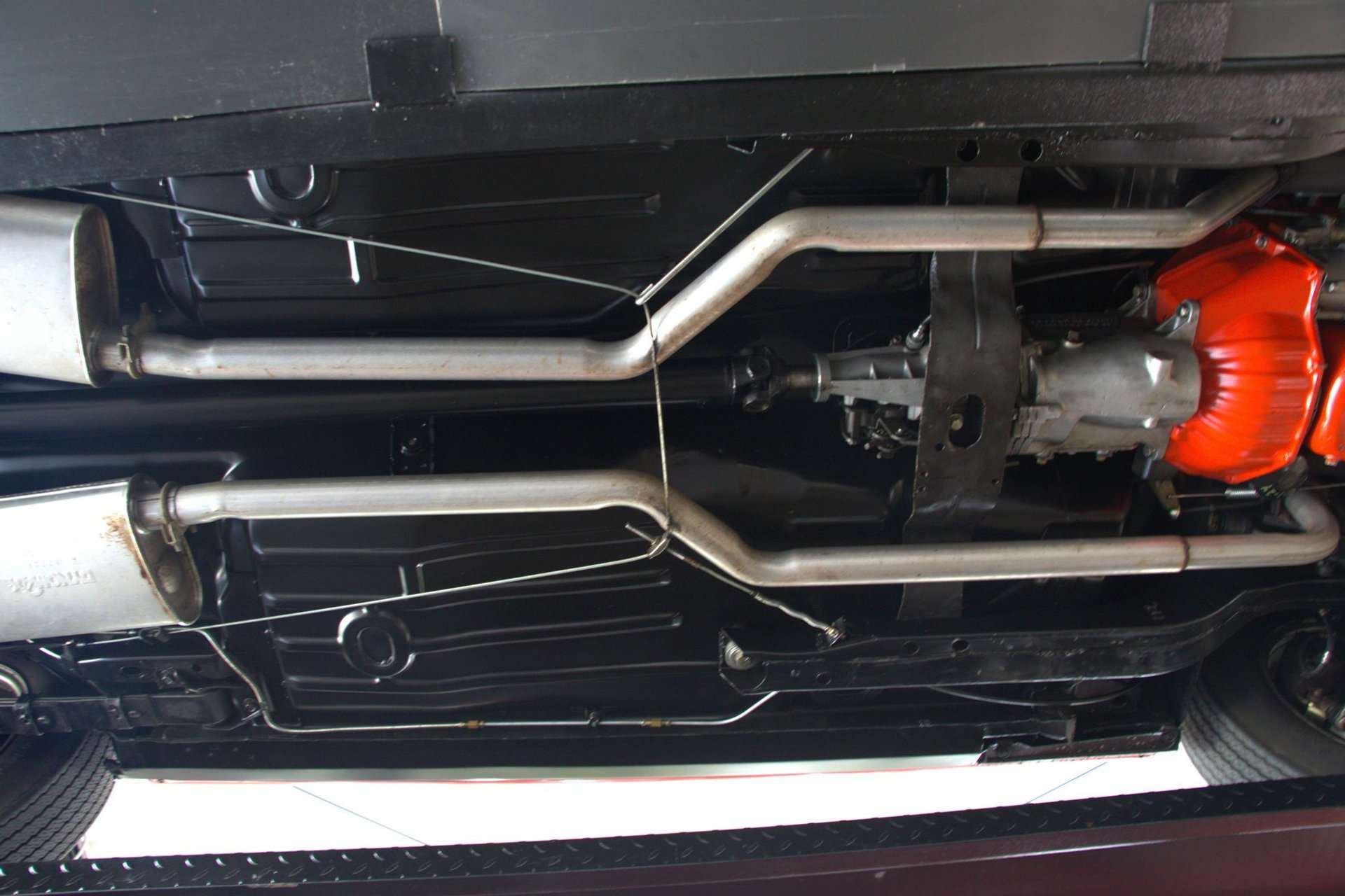 Underside of the 1969 Camaro Z/28 showing dual exhaust