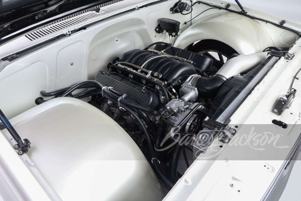 6.2-liter LS V-8 crate engine installed in a 1982 Chevrolet C10 custom pickup