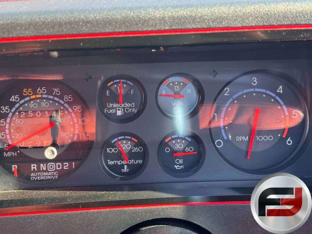 Instrument cluster with tachometer and gauges in the 1987 Monte Carlo SS