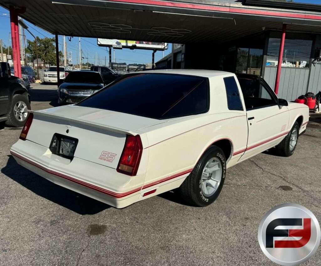 Rear three-quarter view of the 1987 Monte Carlo SS Aerocoupe highlighting its sloped rear glass