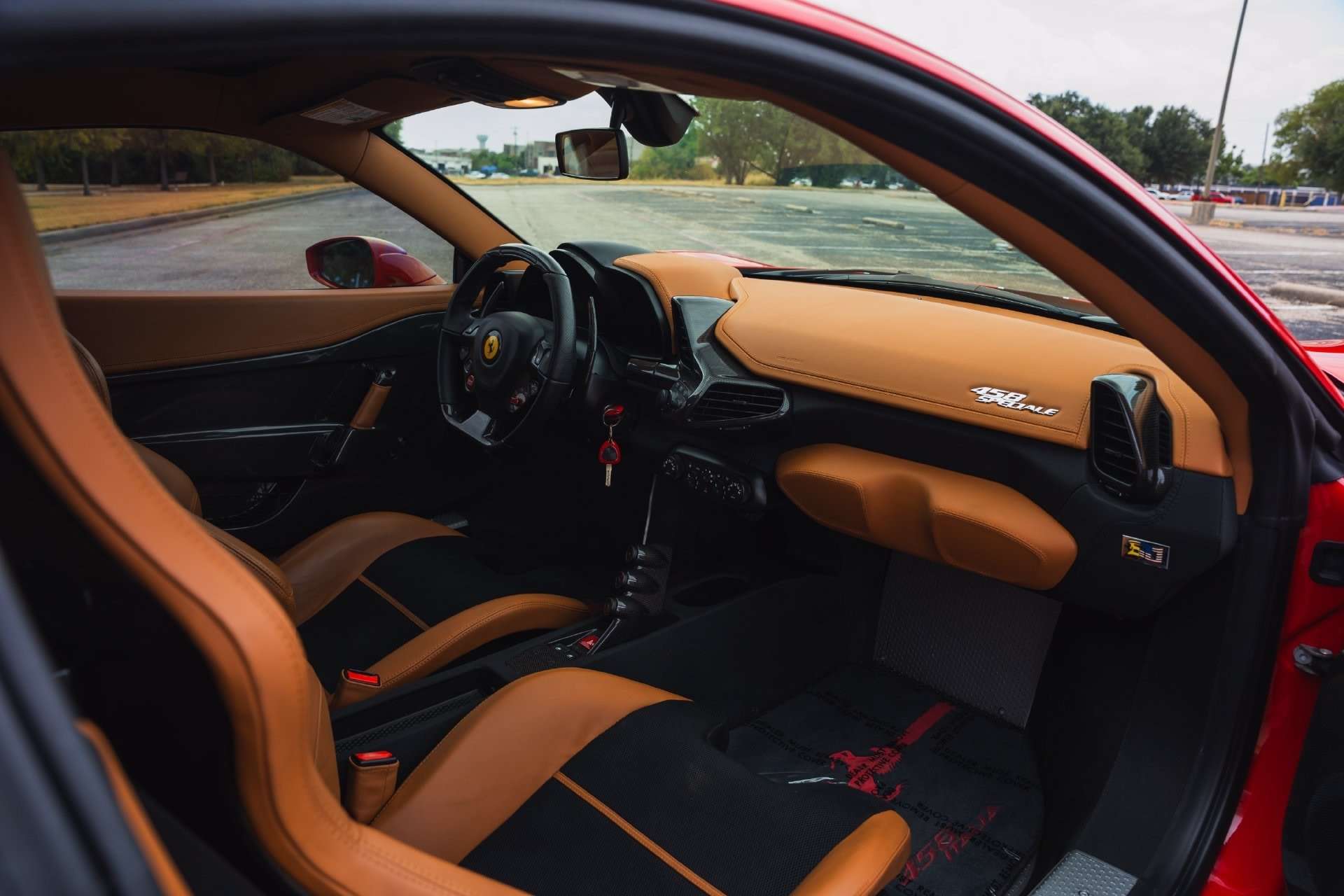 Cuoio interior and carbon-fiber racing seats in the 2014 Ferrari 458 Speciale