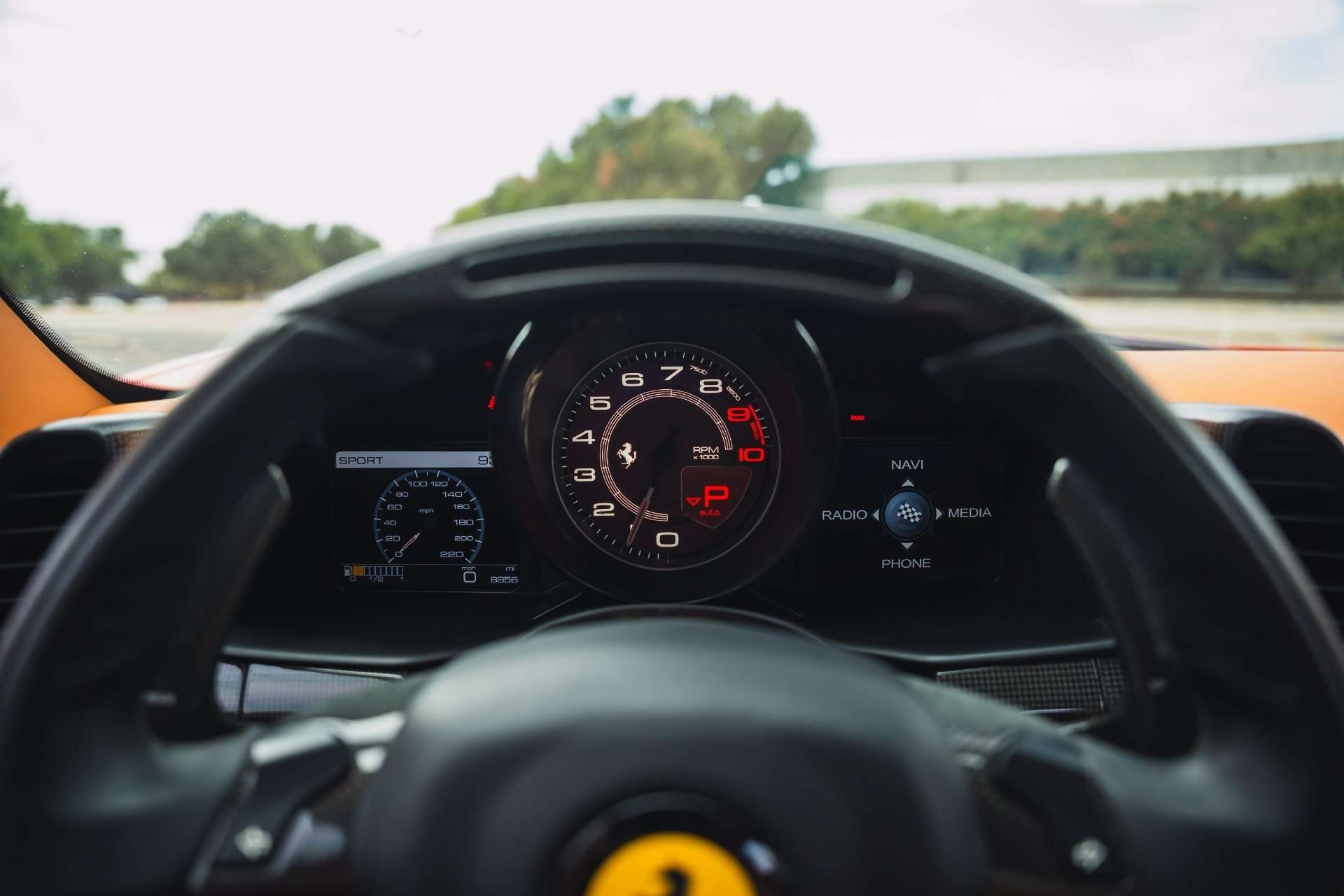 Steering wheel and instrument cluster of the 2014 Ferrari 458 Speciale