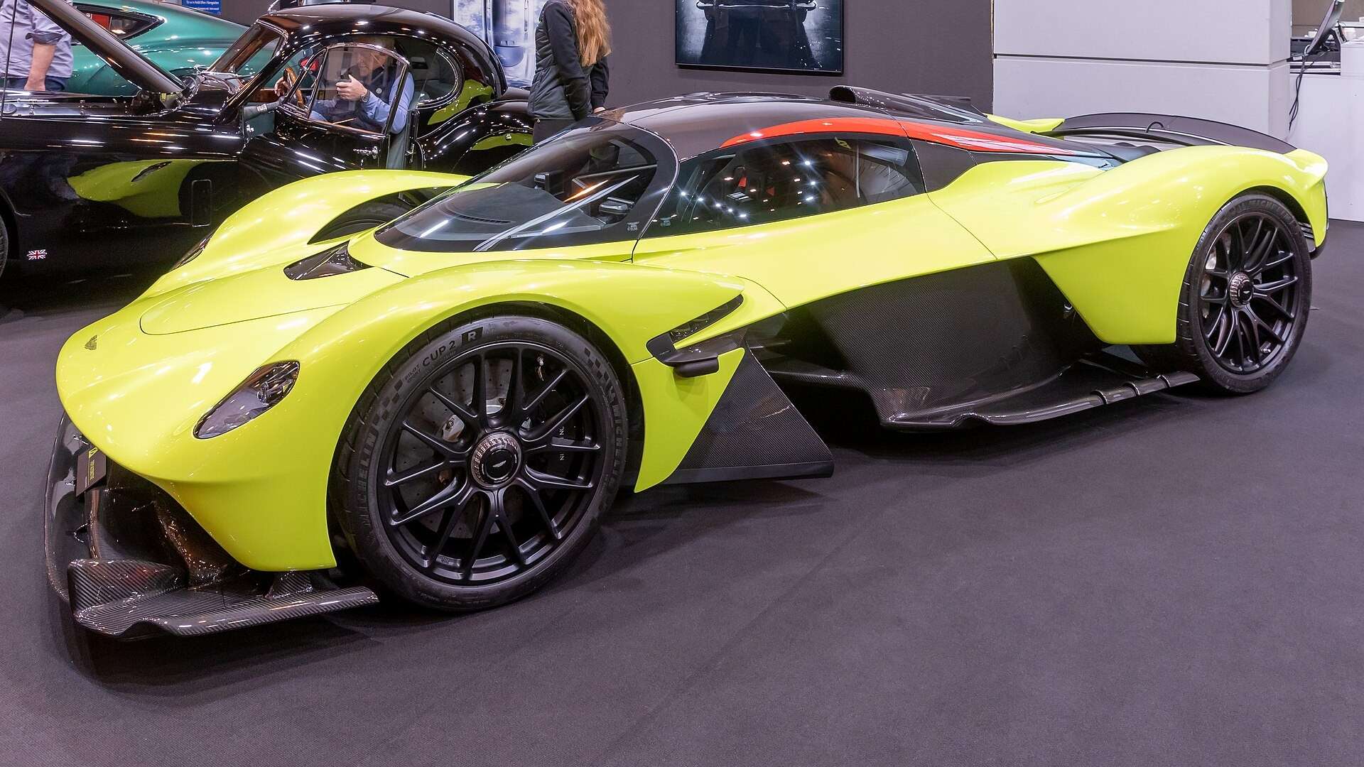 Aston Martin Valkyrie coupe displayed at a car show