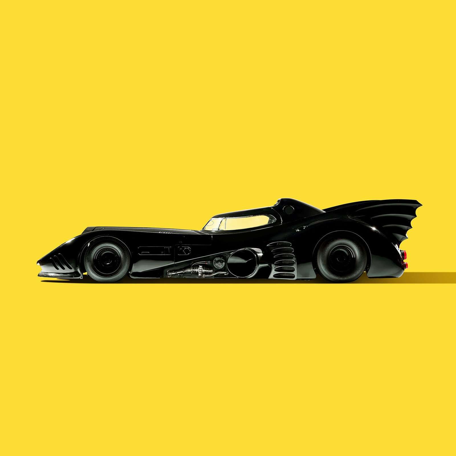 Side profile of the screen-used Batman Returns hero Batmobile built by Carl Casper