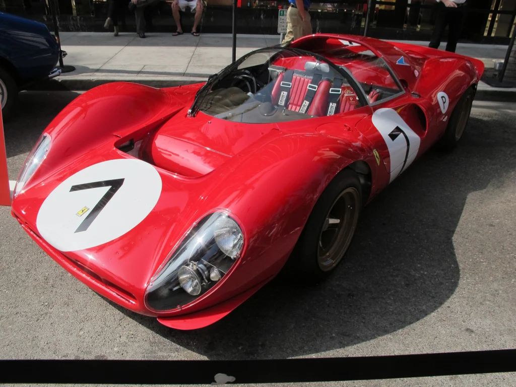 Red 1967 Ferrari 330 P4 sports prototype, the design inspiration for the Daytona SP3