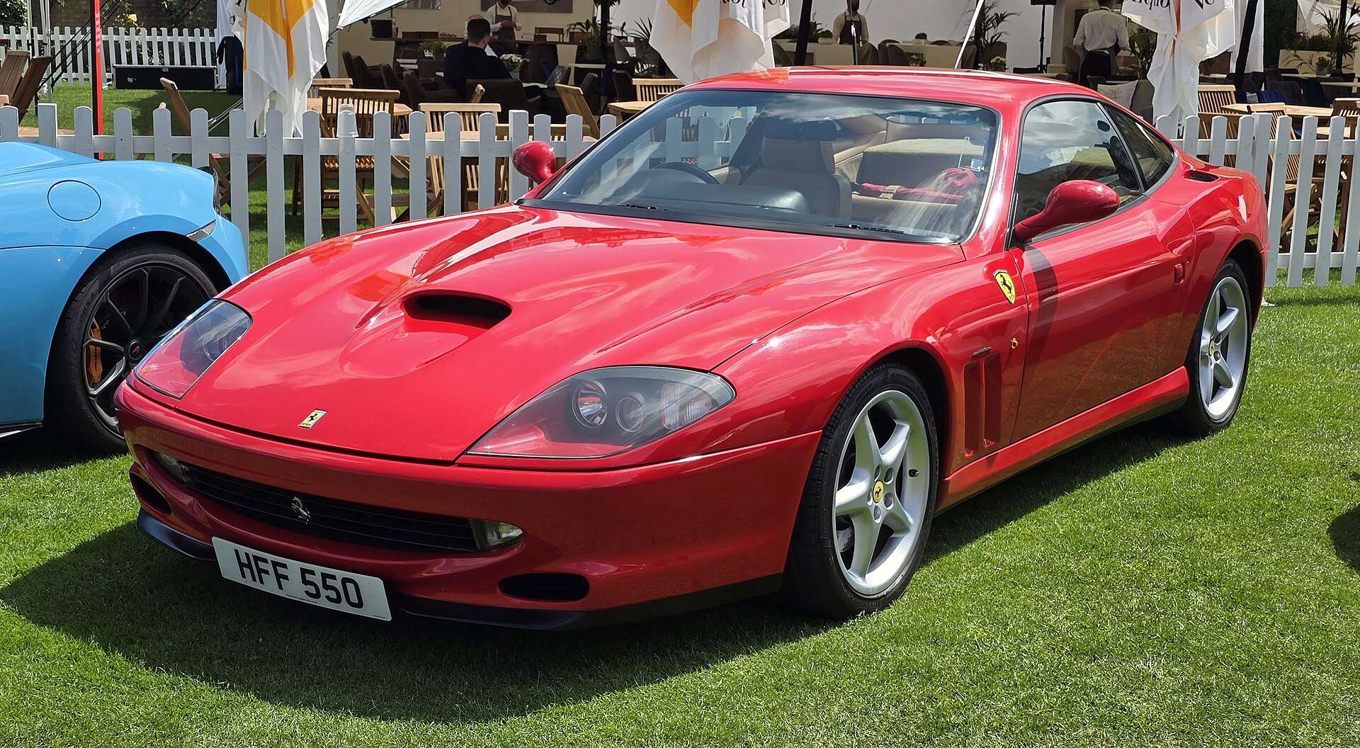 Ferrari 550 Maranello in profile showing its long-hood grand touring proportions