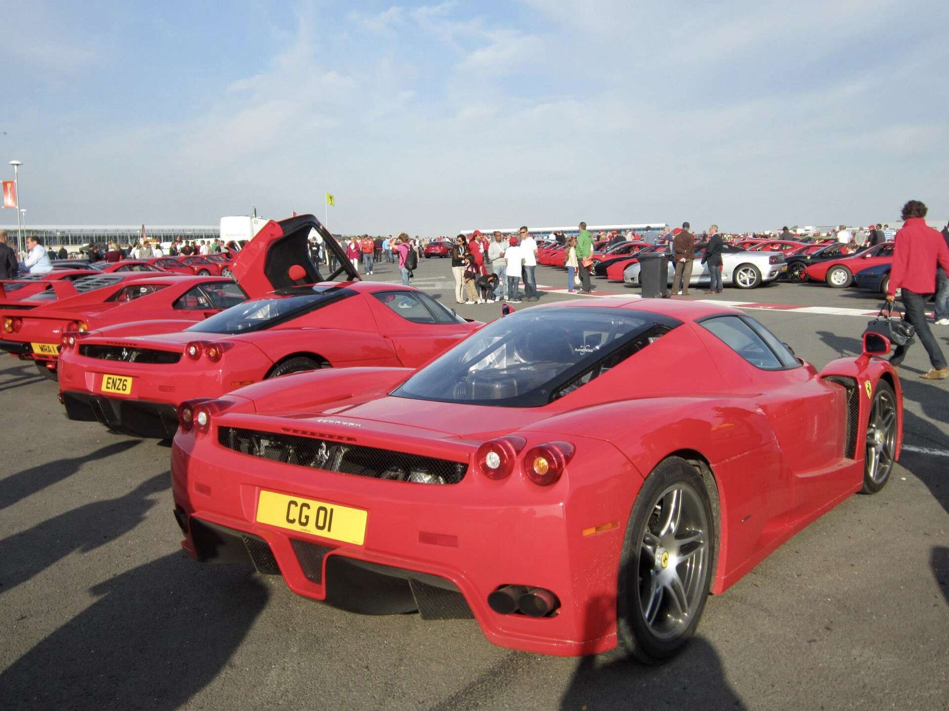 Several Ferrari Enzo supercars gathered at Silverstone in 2012
