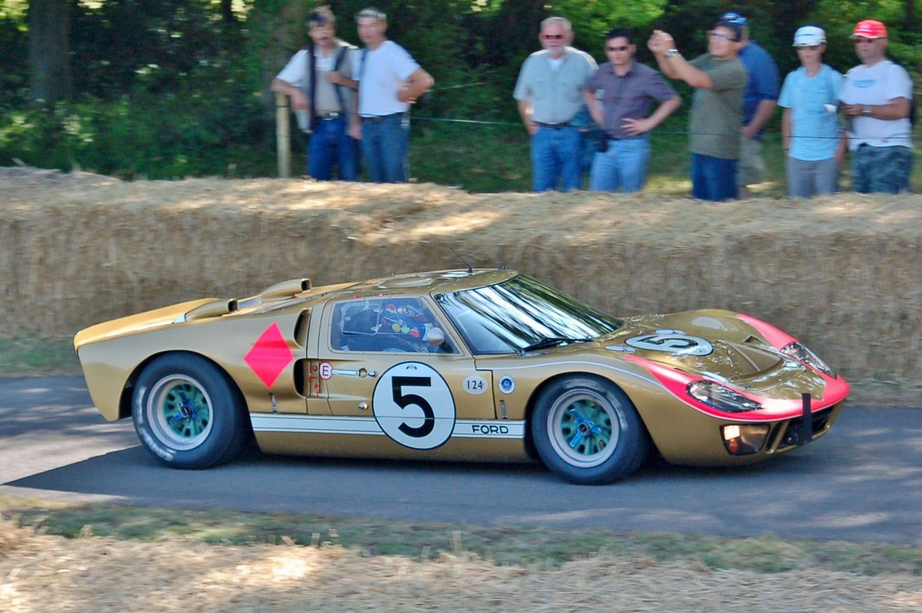 Ford GT40 Mk II in the 1966 Le Mans-winning lineage running at Goodwood