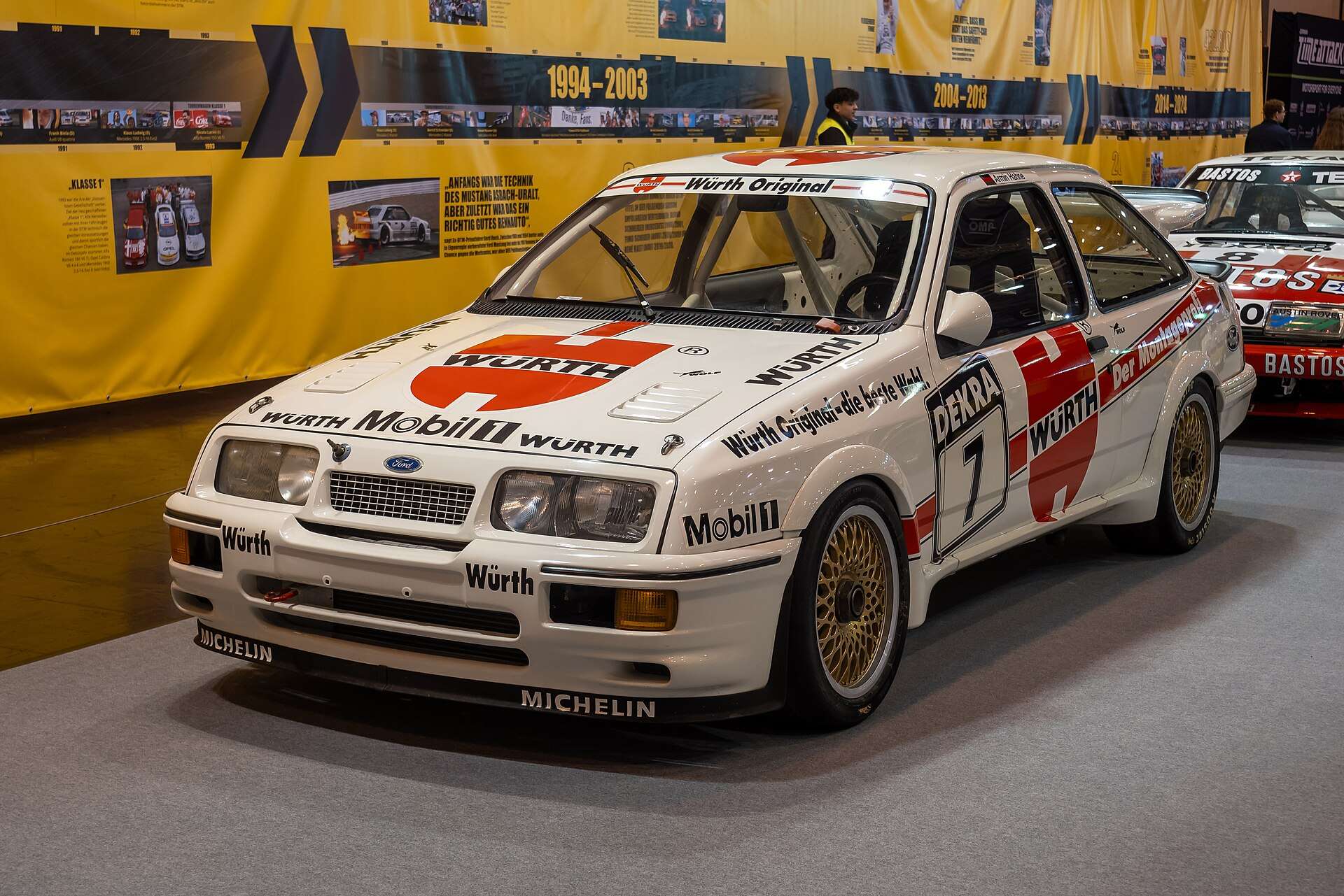White Group A Ford Sierra RS500 Cosworth touring car in Wurth livery on display at the Essen Motor Show
