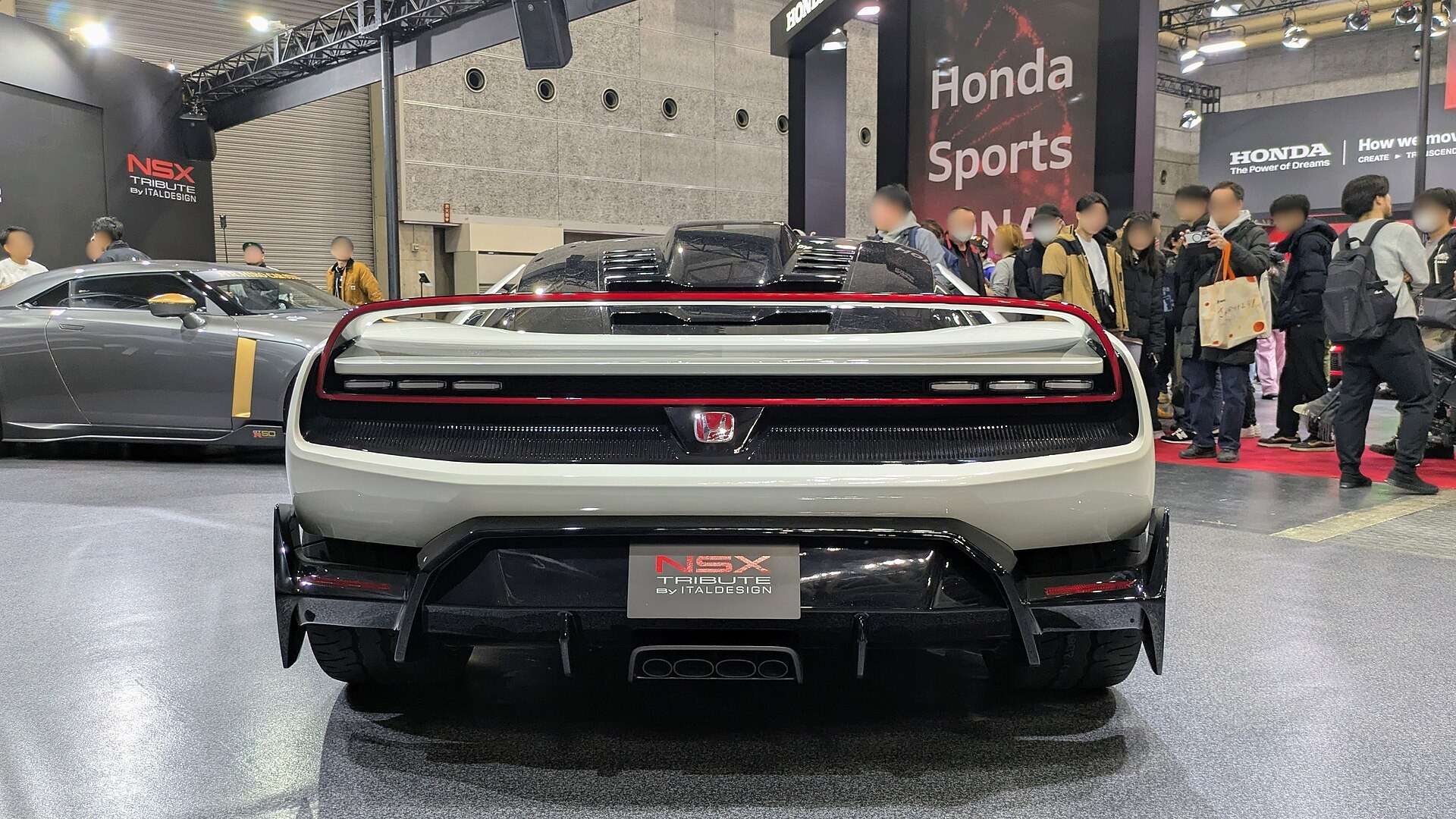 Rear view of the Honda NSX Tribute by Italdesign, a second-generation NSX conversion, at Osaka Auto Messe 2026