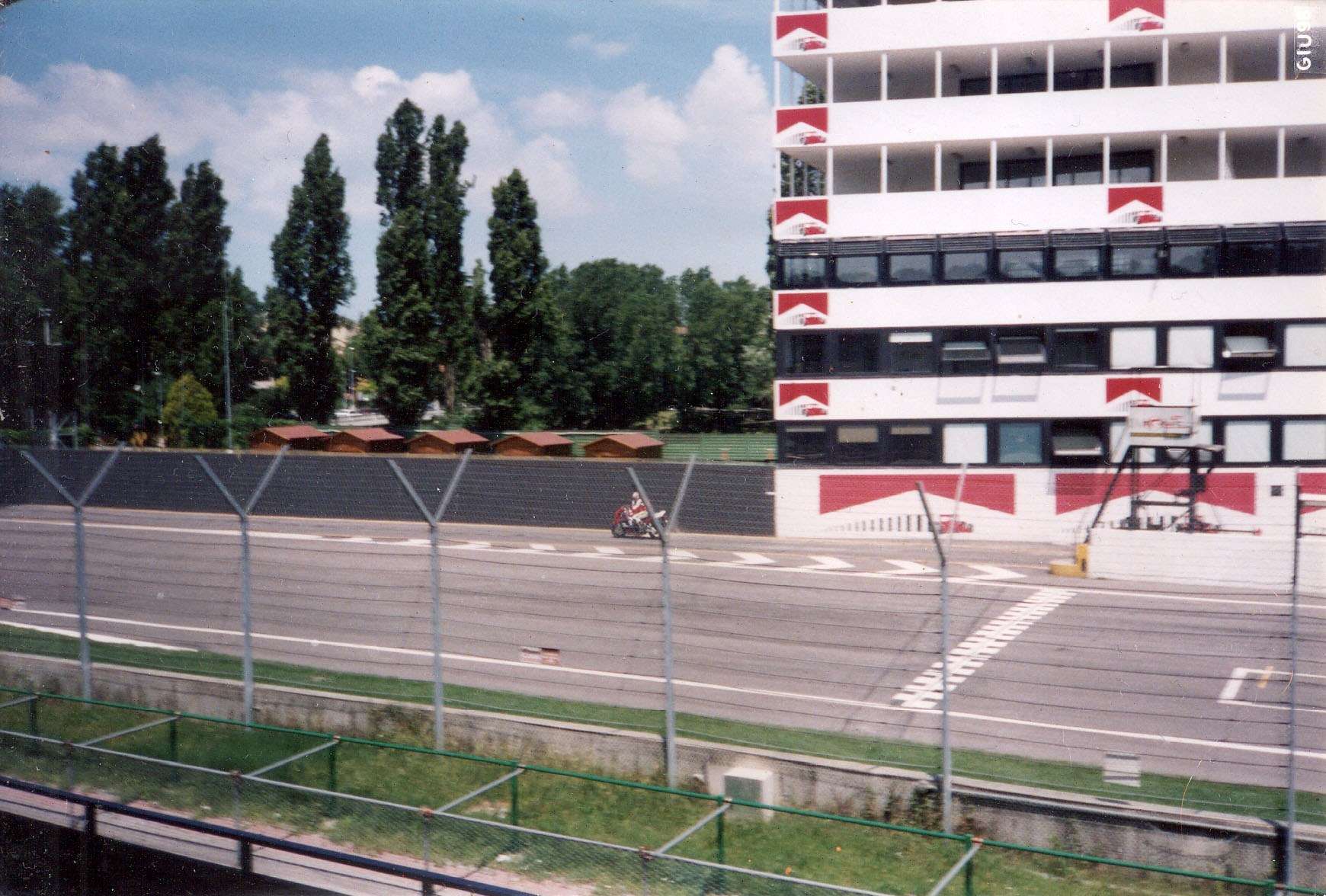 Race control tower and start-finish straight at the Imola circuit