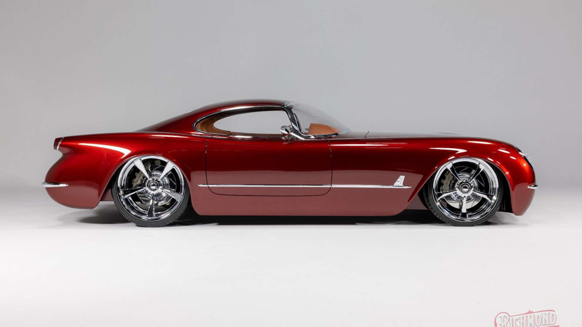 1953 Kindig-It Corvette TwelveAir side profile in Modern Classikk Infrared
